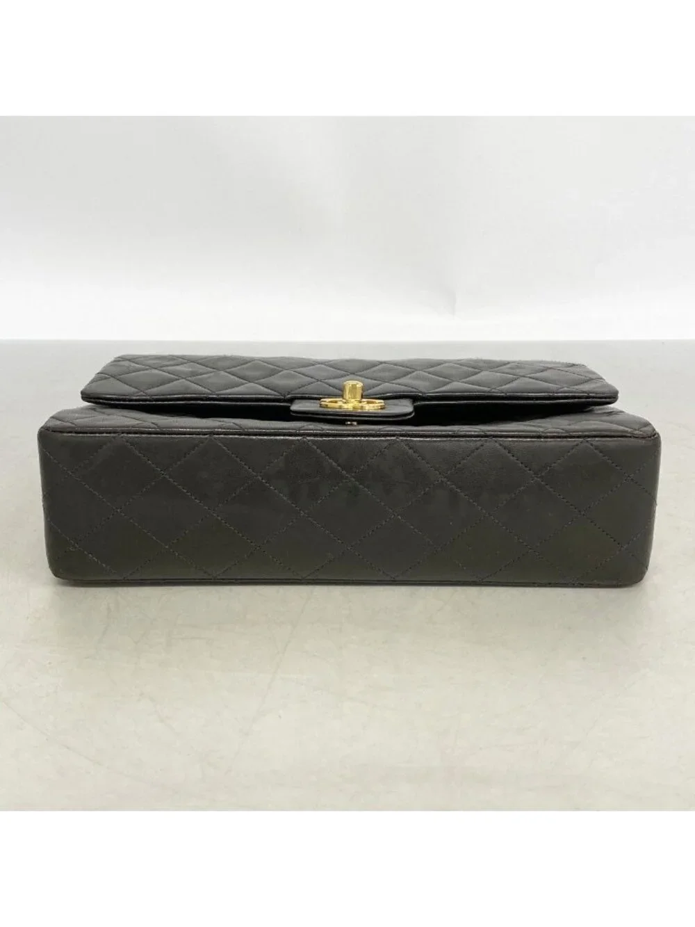 Chanel Shoulder Bag Quilted Lambskin Black Gold
